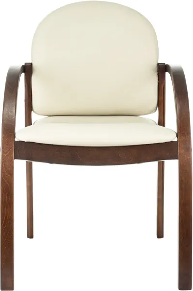 Стул Бюрократ Джуно светло-бежевый экокожа на ножках дерево