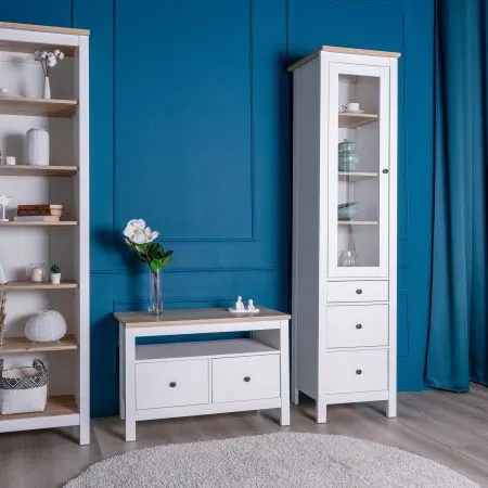 2.08.07.120.14 САГА шкаф с витриной 50 белый/ясень RU