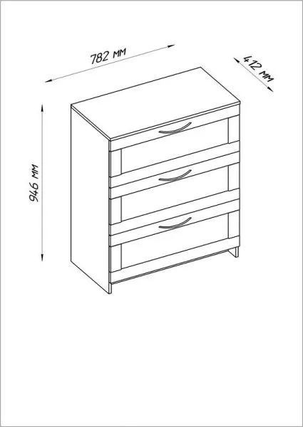 2.02.02.050.5 СИРИУС комод "3 ящика Дуб Венге RU"