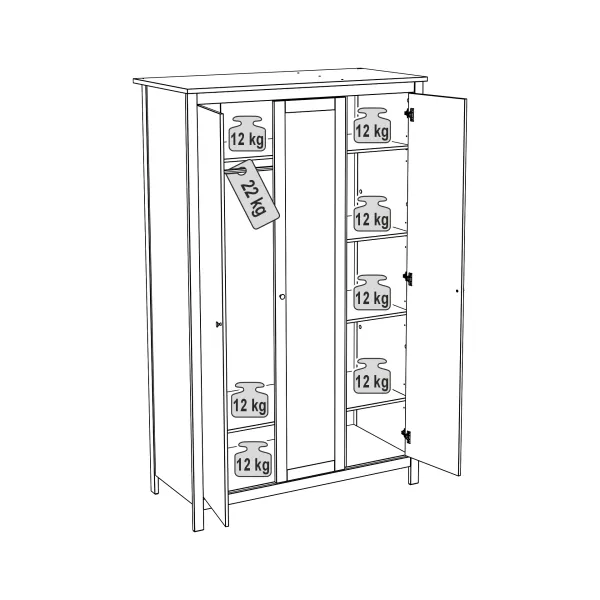 2.08.01.040.1 САГА шкаф 3 двери с зеркалом белый