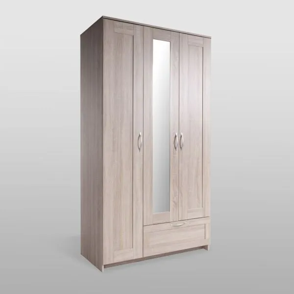 2.02.01.510.3 СИРИУС шкаф 3 двери и 1 ящик 117х59х220 сонома RU (с 1 зеркалом)