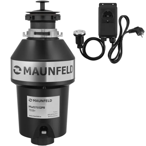 Измельчитель пищевых отходов с пневмокнопкой MAUNFELD MWD7502PB Черный