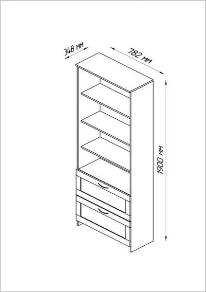 2.02.07.110.1 СИРИУС стеллаж 2 ящика 78х190 белый RU