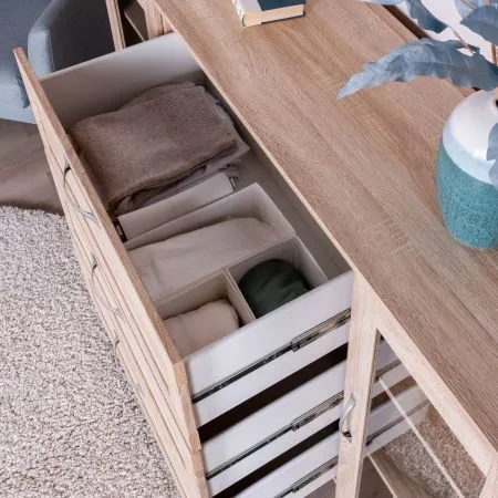 2.02.03.370.3 СИРИУС тумба 2 двери со стеклом и 3 ящика 156х95 сонома RU