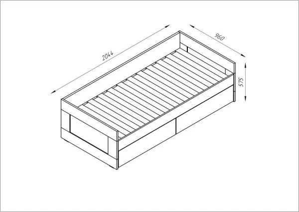 2.02.08.450.3 СИРИУС кровать раздвижная с ящиками 90х200 сонома RU