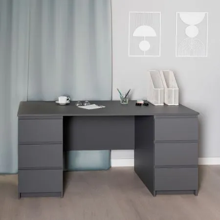 2.03.06.040.4 КАСТОР стол письменный 6 ящиков 151х65 RU серый