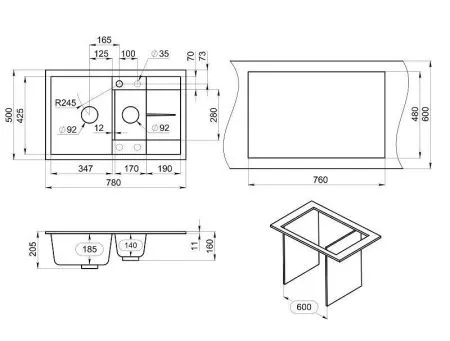 7802, ПЕСОК, кухонная мойка, кварц