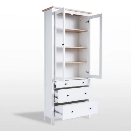 2.08.07.130.14 САГА шкаф с витриной 90 белый/ясень RU