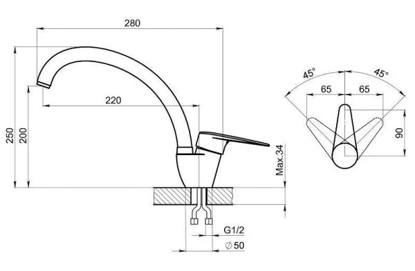 ST-03, БЕЖЕВЫЙ, СМЕСИТЕЛЬ КУХОННЫЙ