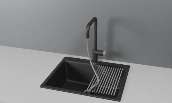 GR-8173, АЛЮМИНИУМ, СМЕСИТЕЛЬ КУХОННЫЙ С ВЫДВИЖНЫМ ИЗЛИВОМ