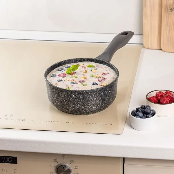 Ковш MAUNFELD GRETA MF18GRTT01SP из литого алюминия со стеклянной крышкой, 18 см, 1,6 л