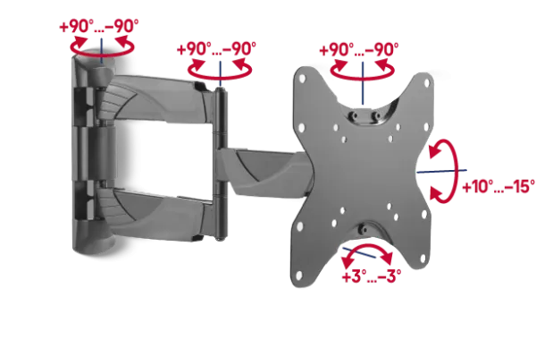Кронштейн для ТВ наклонно-поворотный MAUNFELD MTM-2342FM, 23"-42" Черный