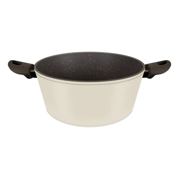 Кастрюля FILIGRANA EDDA FG20EDD01CS из кованого алюминия со стеклянной крышкой, 20 см Бежевый