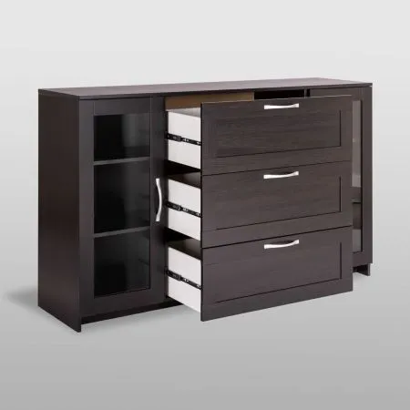 2.02.03.370.5 СИРИУС тумба 2 двери со стеклом и 3 ящика 156х95 Дуб Венге RU