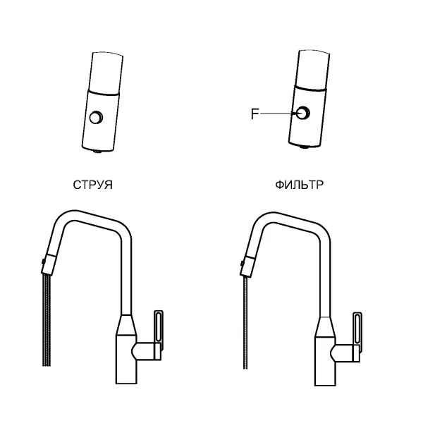 GR-8171, АРКТИК (БЕЛЫЙ), СМЕСИТЕЛЬ КУХОННЫЙ С ВЫДВИЖНЫМ ИЗЛИВОМ