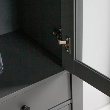 2.08.07.130.4 САГА шкаф с витриной 90 серый RU