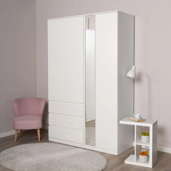 S01217 Варма Стор 144 шкаф распашной с зеркалом 222х144х57, белый