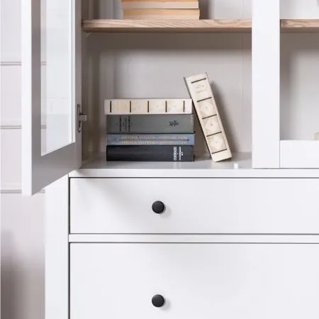 2.08.07.130.14 САГА шкаф с витриной 90 белый/ясень RU