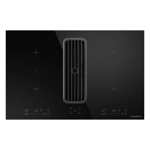 Индукционная варочная панель с интегрированной вытяжкой, объединением зон Bridge Induction MAUNFELD AVSI804SBH Черный