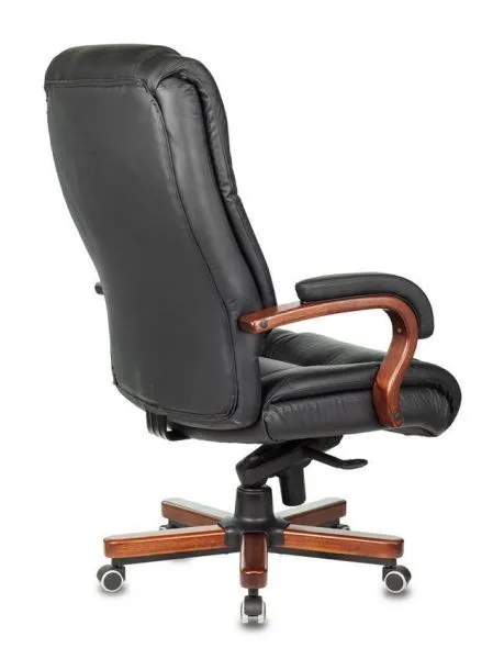 Кресло руководителя Бюрократ T-9925WALNUT черный кожа/иск.кожза крестов. металл/дерево