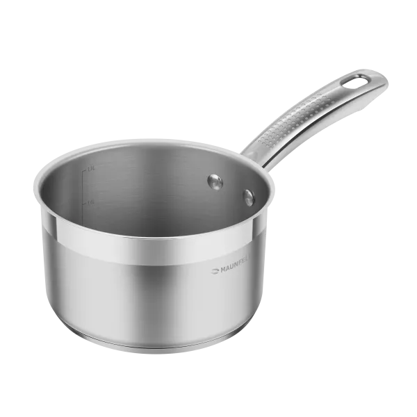 Ковш MAUNFELD GERDA MSP18S07 из нержавеющей стали со стеклянной крышкой, 16 см, 1,8 л. Нержавеющая сталь
