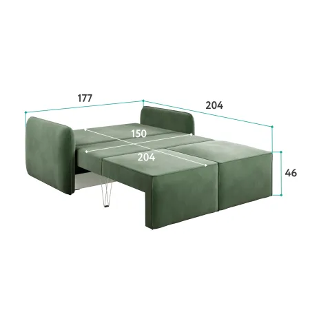 ПОРТЛЕНД МИНИ 150 Диван прямой зеленый