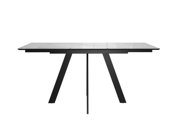 Стол DikLine DKD140 керамика 140(180)х80, Carrara Gloss (мрамор глянец белый), опоры черные (2уп.)