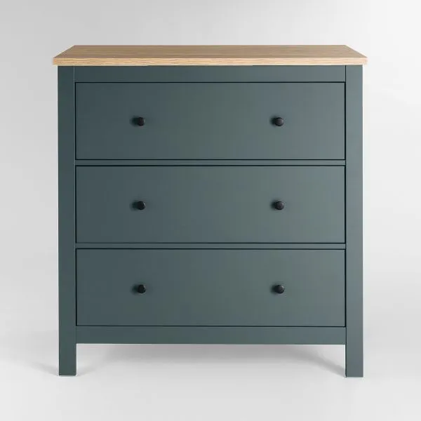 2.08.02.020.16 САГА комод 3 ящика темно-бирюзовый/ясень RU