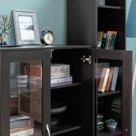 Тумба СИРИУС с двумя стеклянными дверьми, цвет Дуб Венге