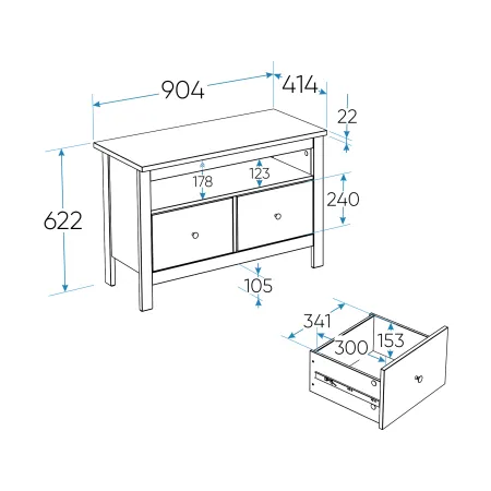 2.08.03.080.6 САГА тумба 2 ящика темно-бирюзовая RU