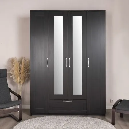 2.02.01.520.5 СИРИУС шкаф 4 двери и 1 ящик 156х59х220 Дуб Венге RU (с 2 зеркалами)