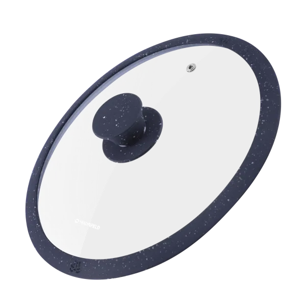 Крышка стеклянная MAUNFELD TRINITY MGL24SMBK с силиконовым ободком и ручкой, 24 см Черный