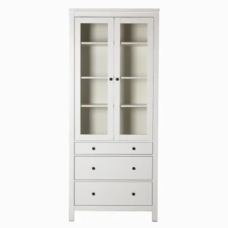 2.08.07.130.1 САГА шкаф с витриной 90 белый RU