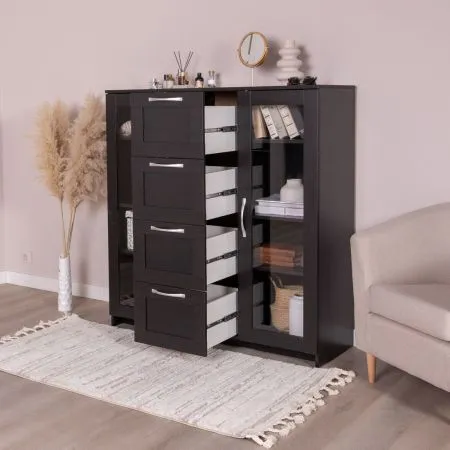 2.02.03.400.5 СИРИУС тумба 2 двери со стеклом и 4 ящика 117х123 Дуб Венге RU