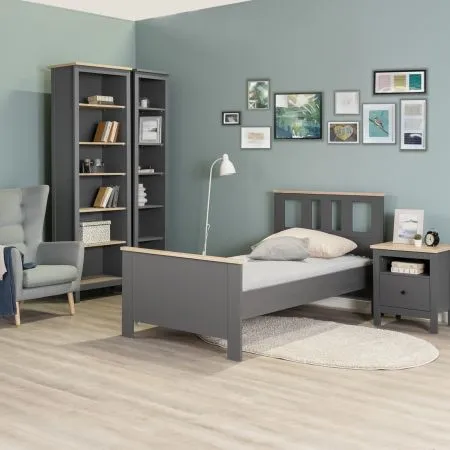 2.08.04.050.15 САГА кровать одинарная 90х200 серая/ясень