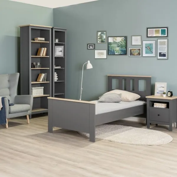 2.08.04.050.15 САГА кровать одинарная 90х200 серая/ясень