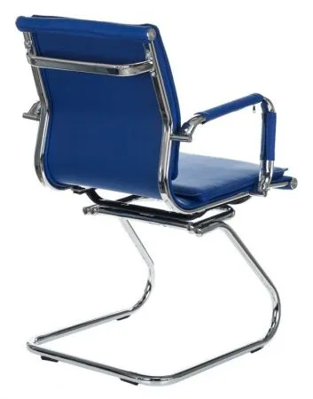 Кресло Бюрократ CH-993-Low-V синий экокожа низк.спин. полозья металл хром