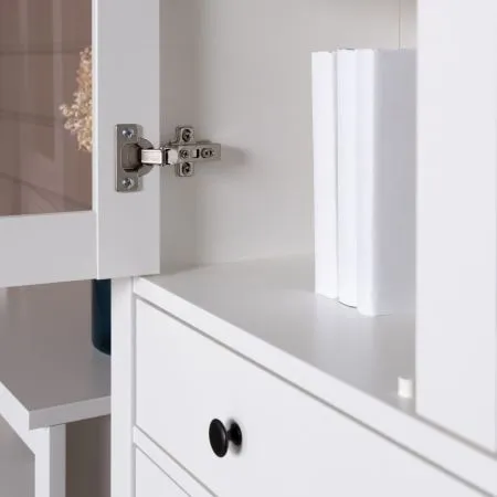 2.08.07.130.1 САГА шкаф с витриной 90 белый RU