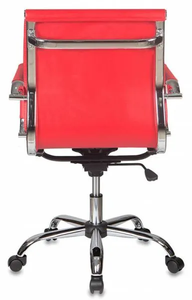 Кресло руководителя Бюрократ Ch-993-Low красный экокожа низк.спин. крестов. металл хром