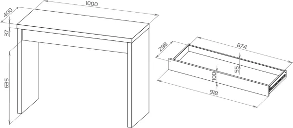 Стол косметический Энкель 100 белый