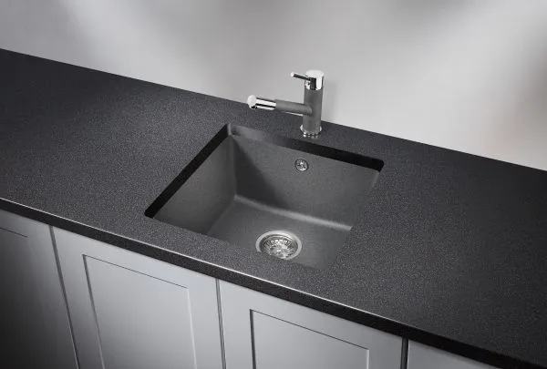 4451, ГРАФИТ (ЧЁРНО-СЕРЫЙ), кухонная мойка, кварц
