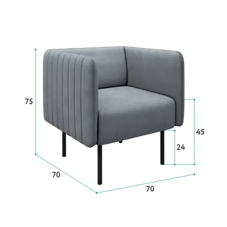 РИО Кресло тканевое светло-серое