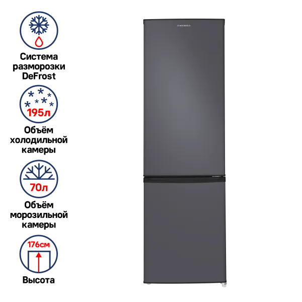Холодильник-морозильник MAUNFELD MFF176-11 Мокрый асфальт