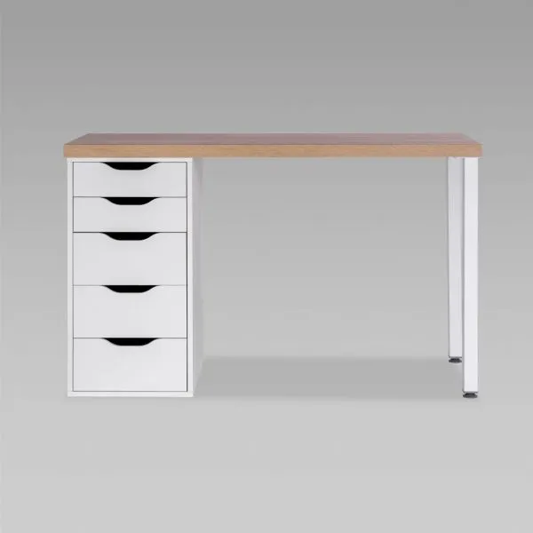 S00883 Ингар 1/5Т стол письменный 120x75x55, дуб беленый/белый