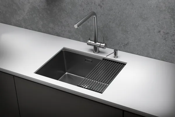 KS-6045U, СТАЛЬ САТИН, стальная кухонная мойка KITCHEN SPACE