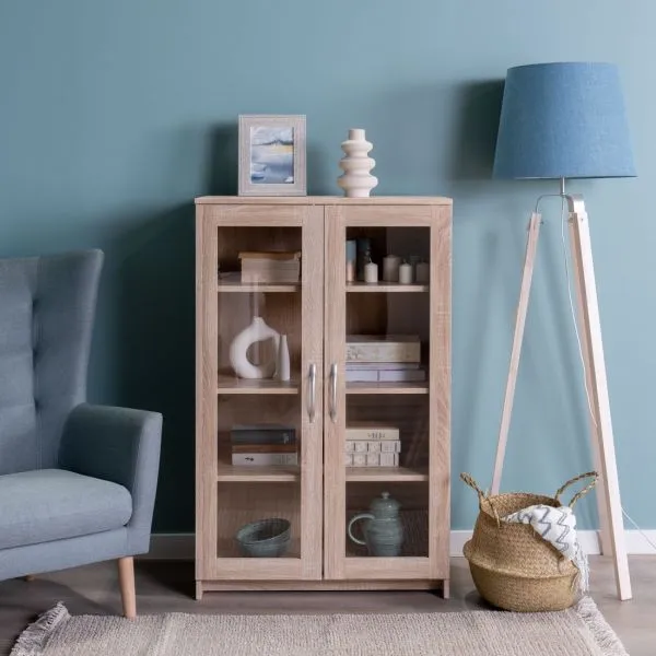 2.02.03.390.3 СИРИУС тумба 2 двери со стеклом 78х123 сонома RU