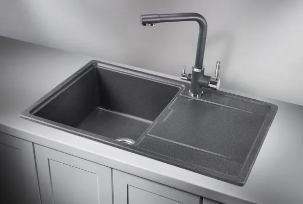 7804, ГРАФИТ (ЧЁРНО-СЕРЫЙ), кухонная мойка, кварц