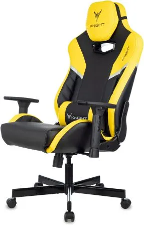 Кресло игровое Knight Thunder 5X черный/желтый экокожа крестов. металл