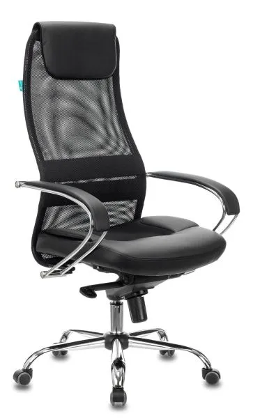Кресло руководителя Бюрократ CH-609SL черный TW-01 TW-11 экокожа/сетка с подголов. крестов. металл хром