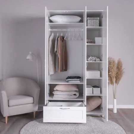 2.02.01.510.1 СИРИУС шкаф 3 двери и 1 ящик 117х59х220 белый RU (с 1 зеркалом)